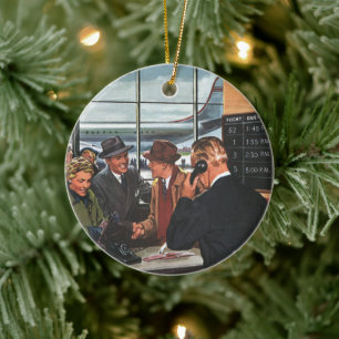 zakendoen, mensen aan het vliegticket Counter Keramisch Ornament