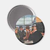  zakendoen, mensen aan het vliegticket Counter Magneet (Voorkant / Achterkant)