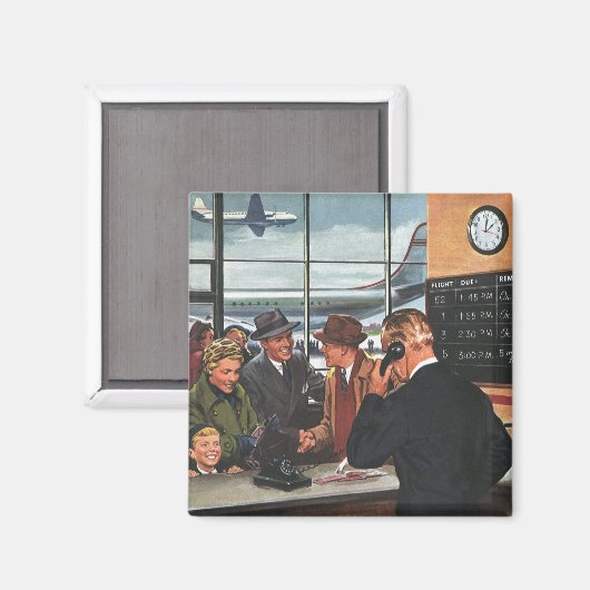  zakendoen, mensen aan het vliegticket Counter Magneet (Voorkant / Achterkant)