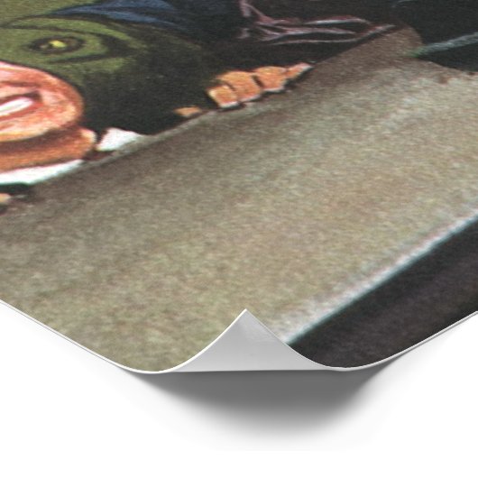 zakendoen, mensen aan het vliegticket Counter Poster (Hoek)