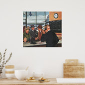  zakendoen, mensen aan het vliegticket Counter Poster (Keuken)