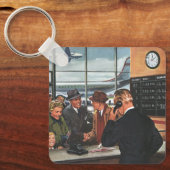 zakendoen, mensen aan het vliegticket Counter Sleutelhanger (Voorkant)