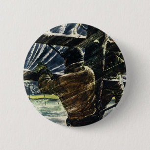 zakenelektricien die in het Storm van de sneeuw w Ronde Button 5,7 Cm