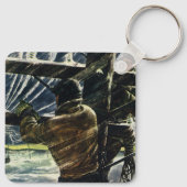  zakenelektricien die in het Storm van de sneeuw w Sleutelhanger (Achterkant)