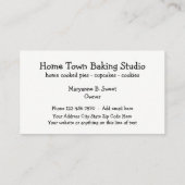 Zakenkaarten voor thuisbakken en bakkerijen visitekaartje (Achterkant)