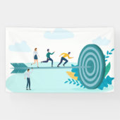 Zakenlieden rennen naar het doel spandoek (Horizontaal)