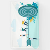 Zakenlieden rennen naar het doel spandoek (Verticaal)