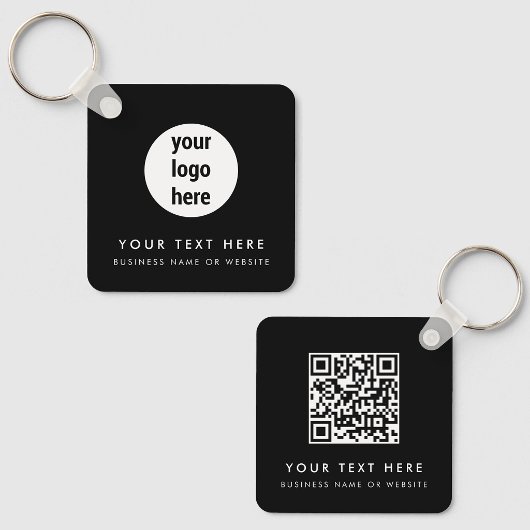 Zakenlogo QR-code Zwart Minimalistisch Bedrijfs- Sleutelhanger