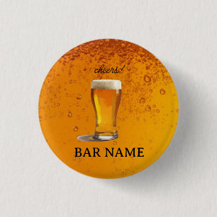 Zakenlogo van bierbar met vintage uitstraling wink ronde button 3,2 cm