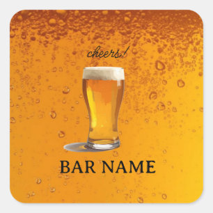 Zakenlogo van een bierbar voor vintage winkels vierkante sticker
