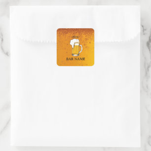 Zakenlogo van een bierbar winkel in vintage stijl vierkante sticker