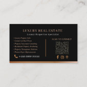 Zakenmakelaar QR-code Luxe Zwart Goud Contactkaartje (Achterkant)