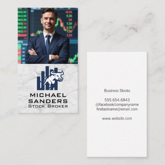 Zakenman | Aandelen Financiën Visitekaartje (Voorkant / Achterkant)