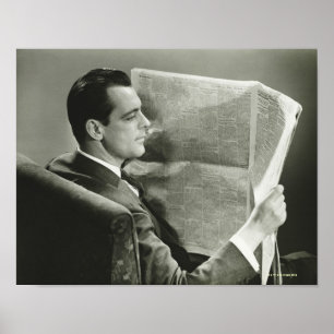 Zakenman die de krant leest poster