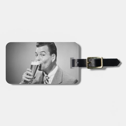 Zakenman Drink Beer Bagagelabel (Voorkant horizontaal)
