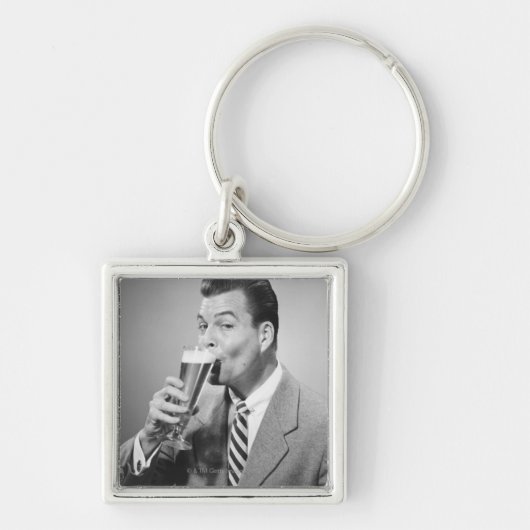 Zakenman Drink Beer Sleutelhanger (Voorkant)