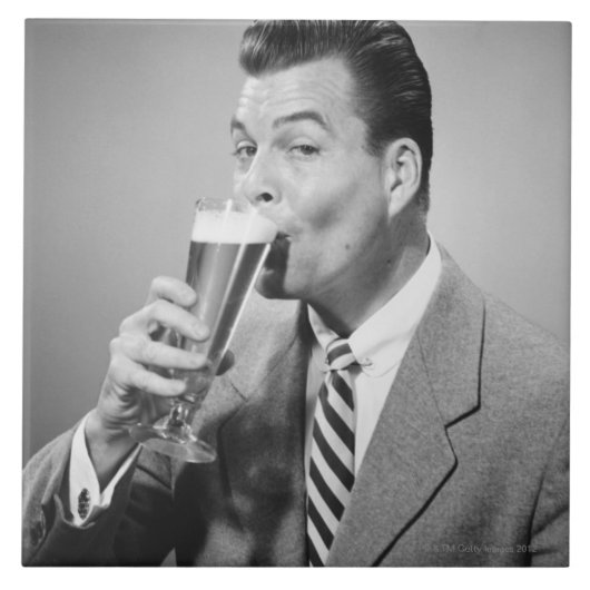 Zakenman Drink Beer Tegeltje (Voorkant)