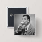 Zakenman Drink Beer Vierkante Button 5,1 Cm (Voorkant /achterkant)
