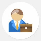 Zakenman- en kofferkaartjes ronde sticker (Voorkant)