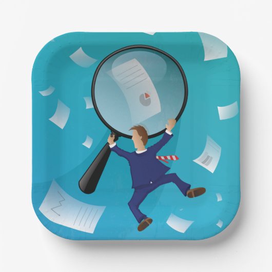 Zakenman en schrijvers papieren bordje (Voorkant)