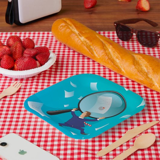 Zakenman en schrijvers papieren bordje