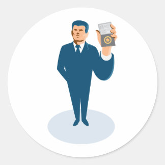 Zakenman geheim agent tonen ID-kaart badge Wal Ronde Sticker