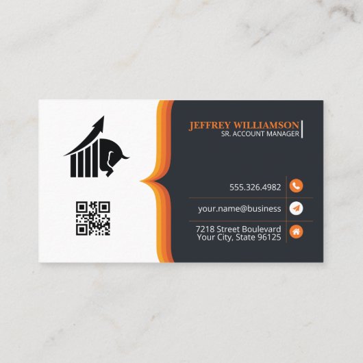 Zakenman lacht | Bedrijf | QR-code Visitekaartje (Achterkant)