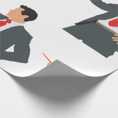 Zakenman Met Aanwijsstok In Pak Inpakpapier