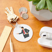 Zakenman met wijzer in een Suit-Sleutelhanger Sleutelhanger