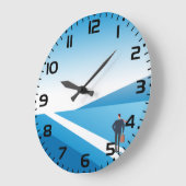 Zakenman op weg naar de toekomst grote klok (Hoek)