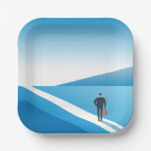 Zakenman op weg naar de toekomst papieren bordje (Voorkant)