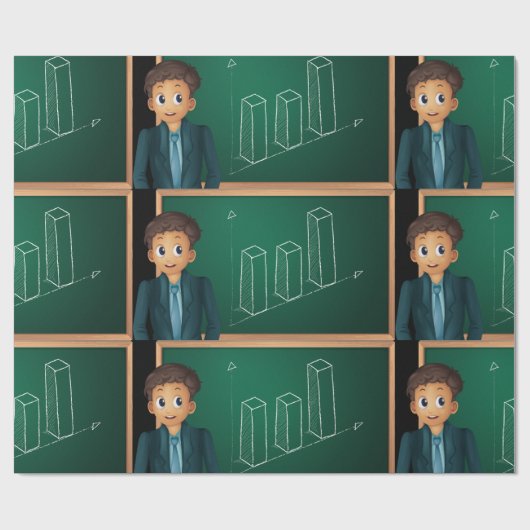 Zakenman presenteert inpakpapier (Vlak)