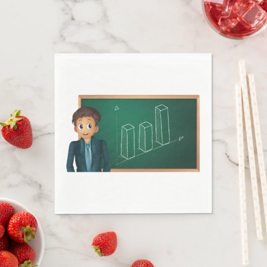 Zakenman presenteert papieren servetten (Insitu)