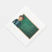 Zakenman presenteert papieren servetten (Hoek)