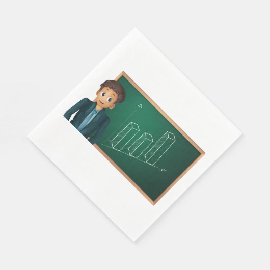 Zakenman presenteert papieren servetten (Hoek)