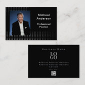 Zakenman Professionele Moderne Foto Zwart Visitekaartje (Voorkant / Achterkant)