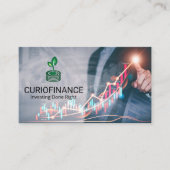 Zakenman Tekent Grafiek van Financieel Overzicht Visitekaartje (Voorkant)