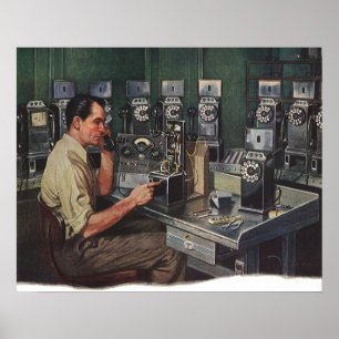  zakenman, telefonische reparateur betalen poster