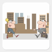 zakenmensen die in de stad bijeenkomen vierkante sticker (Voorkant)