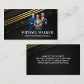 Zakenmensen glimlachen | zwart goud visitekaartje (Voorkant / Achterkant)