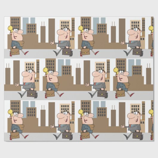 Zakenmensen vergaderen in de stad cadeaupapier (Vlak)