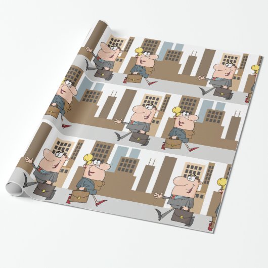 Zakenmensen vergaderen in de stad cadeaupapier (Uitgerold)