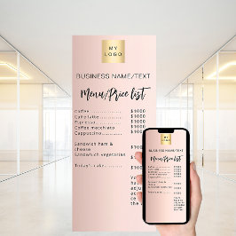 Zakenmenu prijslijst roos goud kaart