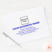 Zakenmerk Blauw Teksten over witte ovale sticker (Envelop)