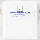 Zakenmerk Blauw Teksten over witte ovale sticker (Tas)