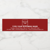 Zakenmerk op het etiket van de rode waterflacon (Enkel label)