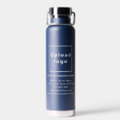 Zakenmerk op marineblauw geïsoleerd waterflesje waterfles (Achterkant)