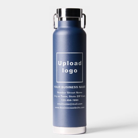 Zakenmerk op marineblauw geïsoleerd waterflesje waterfles (Voorkant)