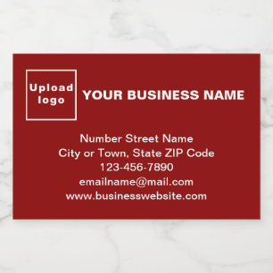 Zakenmerk op rood rechthoekig etiket