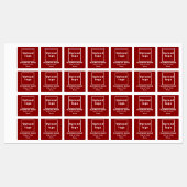 Zakenmerk op rood vierkant strijkbord op etiket labels (Vel)